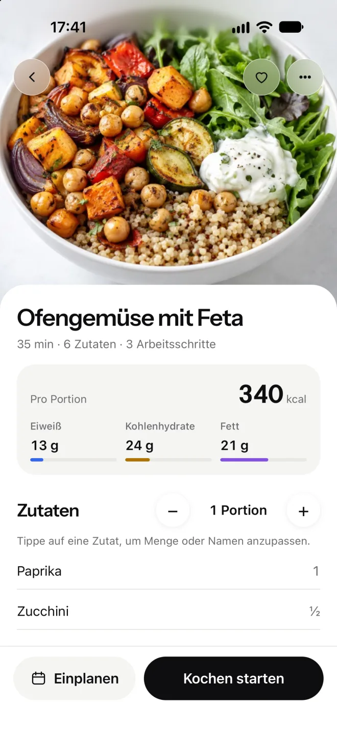 myfoody Rezept mit Foto, Nährwerten pro Portion und Zutaten