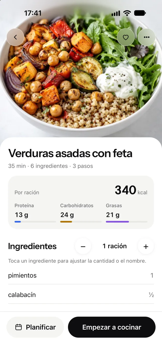 Receta de myfoody con foto, valores nutricionales por ración e ingredientes