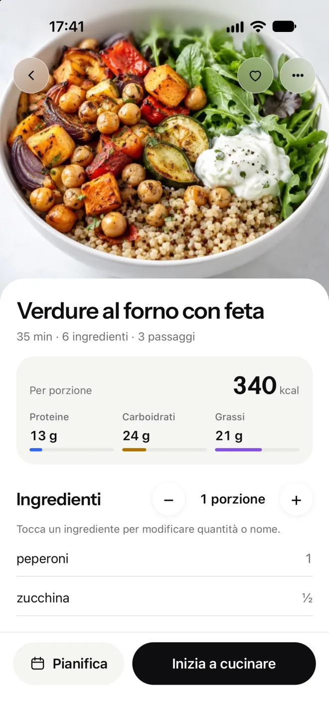 Ricetta myfoody con foto, valori nutrizionali per porzione e ingredienti